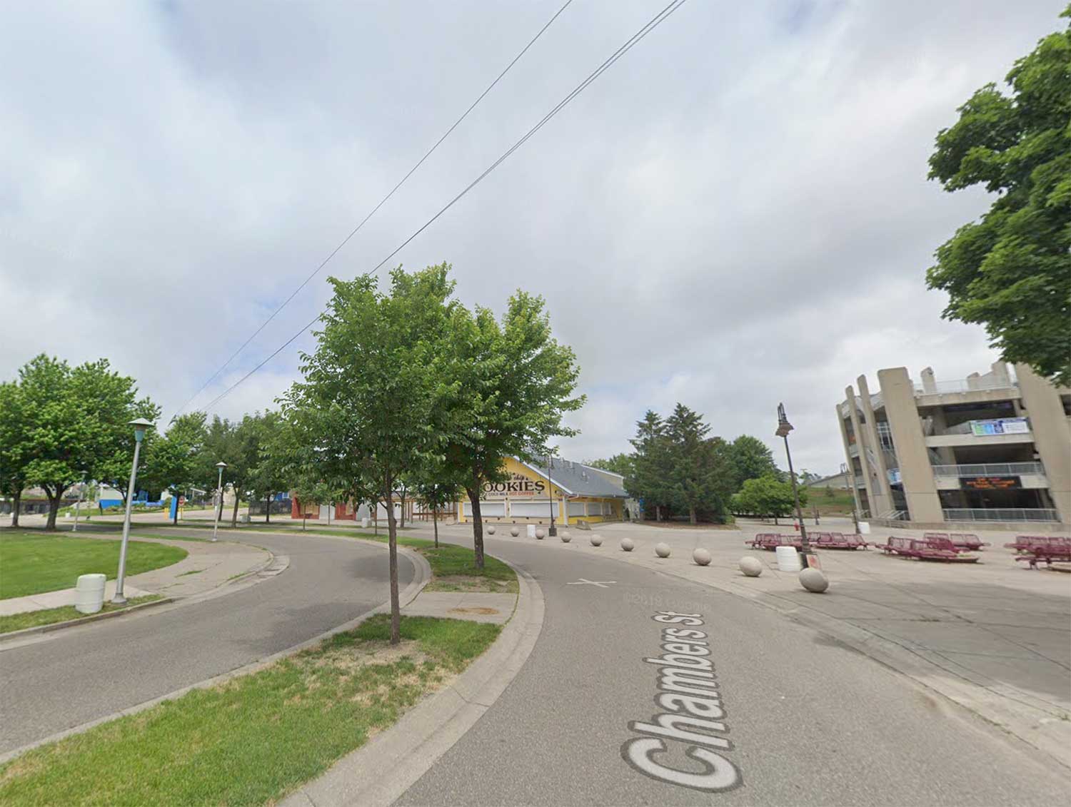 Crosswalk on Dan Patch and Chambers at the Minnesota State Fair, Sweet Martha's and edge of Grandstand in background