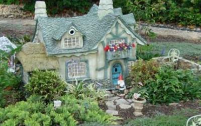 Miniature house with miniature plants