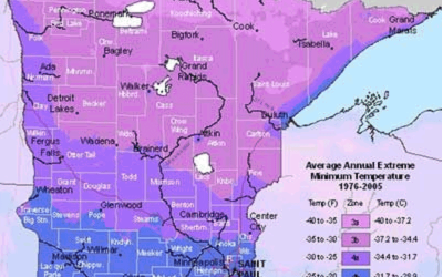 USDA zone map of Minnesota