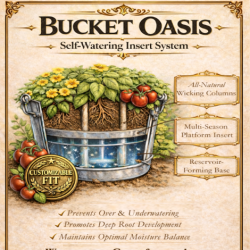 Diagram of the Bucket Oasis Self-Watering Insert System.