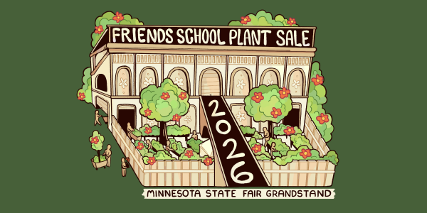 2026 Plant Sale T-shirt illustration, showing the Grandstand